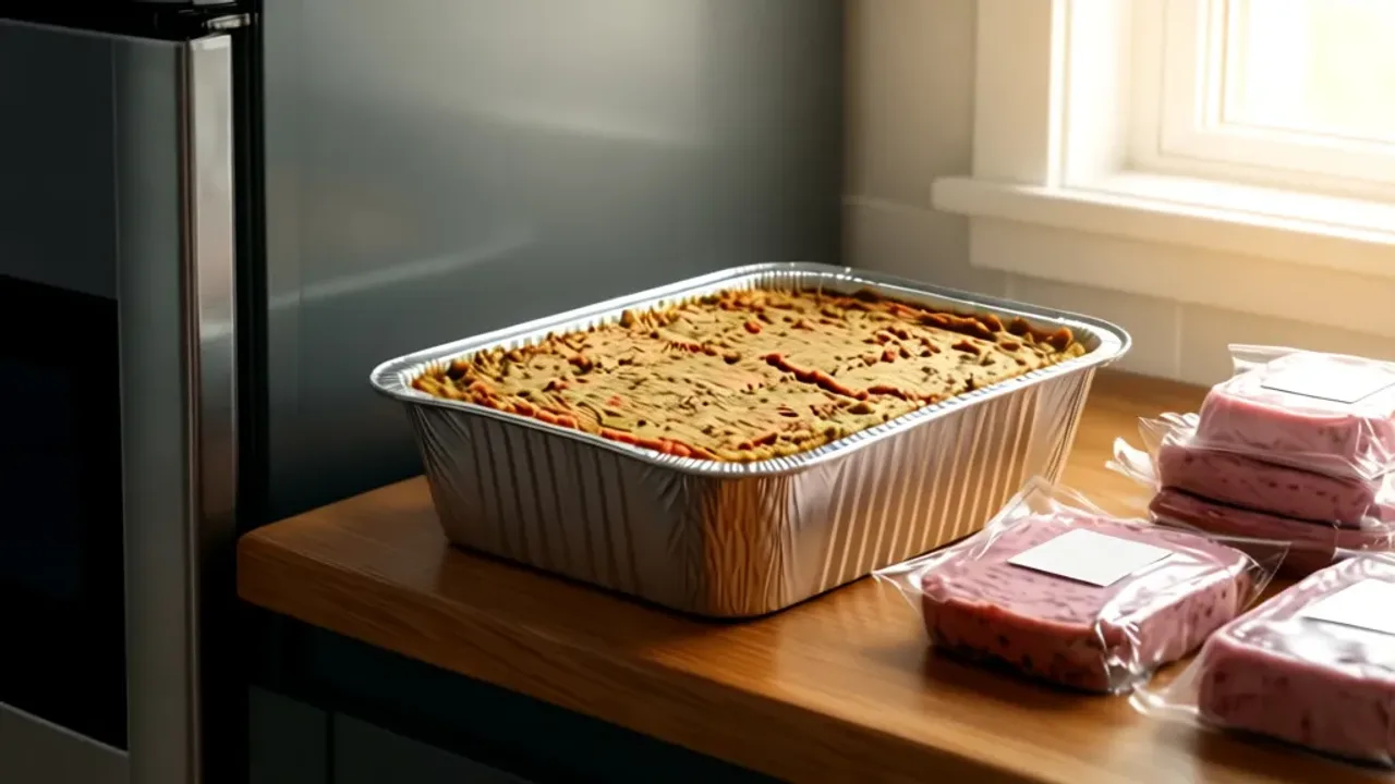 Czy pasztet można mrozić? Jak zamrozić pasztet na Wielkanoc Domowy pasztet w aluminiowej formie przygotowany do zamrażarki – sprawdź, czy pasztet można mrozić bez utraty smaku.