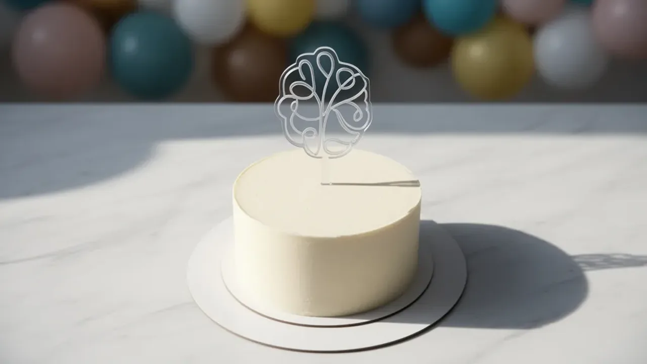 Fajne napisy na tort urodzinowy: toppery, imiona i uniwersalne wzory Elegancki tort urodzinowy z dekoracyjnym topperem prezentującym fajne napisy na tort urodzinowy.