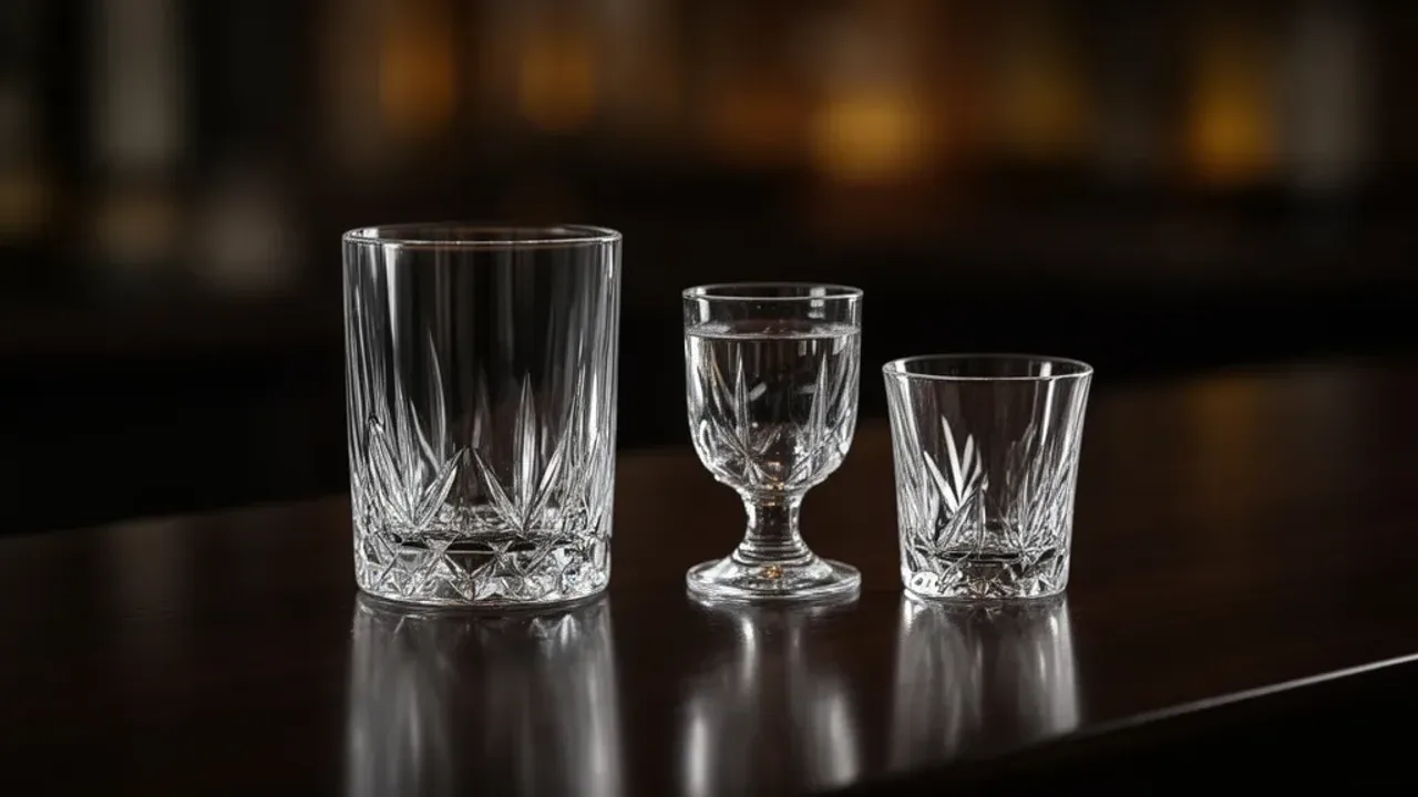 Ile ml ma kieliszek do wódki? Pojemności i rodzaje kieliszków do alkoholi Zestaw eleganckich szklanych kieliszków do wódki prezentujących różne pojemności – sprawdź, ile ml ma kieliszek do wódki.