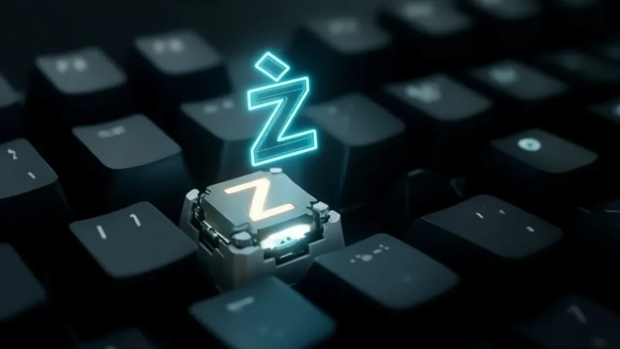 Jak napisać ź na komputerze: poradnik krok po kroku na klawiaturze Klawiatura laptopa z podświetlonym znakiem Ź, pokazująca jak napisać ź na komputerze w systemie Windows lub macOS.